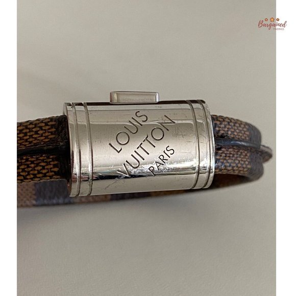 Authentic Louis Vuitton Brown Damier Ebene Coated Canvas Clip It Bracelet BC0148 - Picture 2 of 12